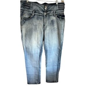 Puzzle Acid Washed High Rose Skinny Denim Jeans‎